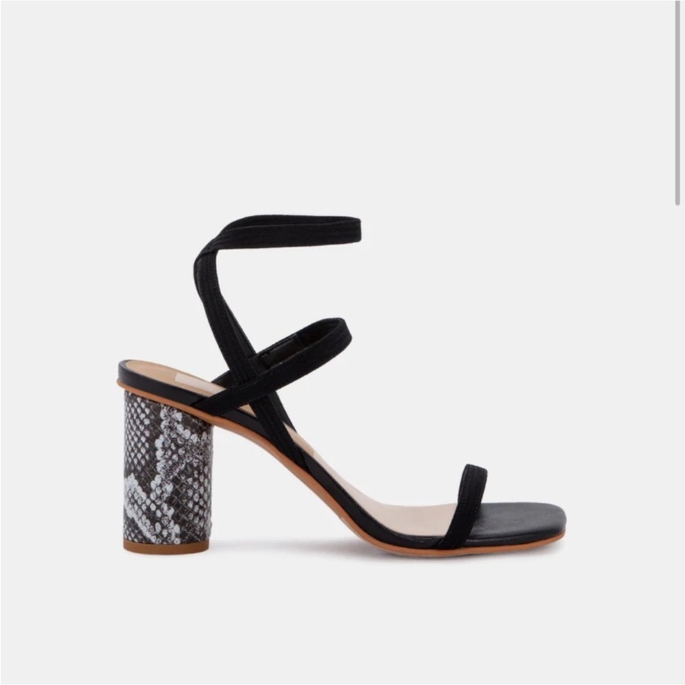 Dolce Vita Nixon Heels Black Snakeskin Design Block Heels Women Size 7.5 Y2K NEW